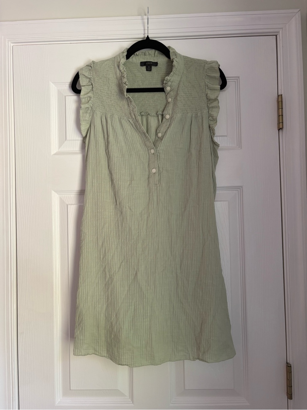 J. Crew cotton gauze dress - Light Green Ruffle-Yoke Sleeveless